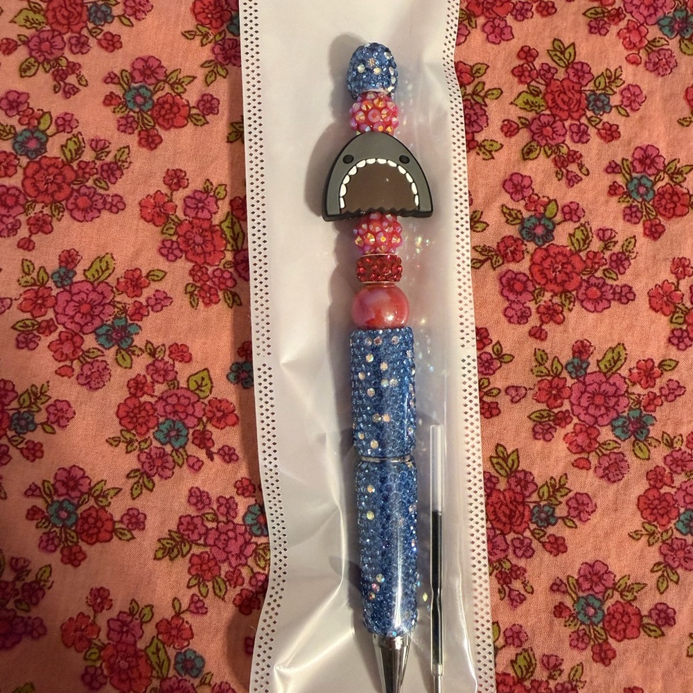 Blue Shark Beaded Pen